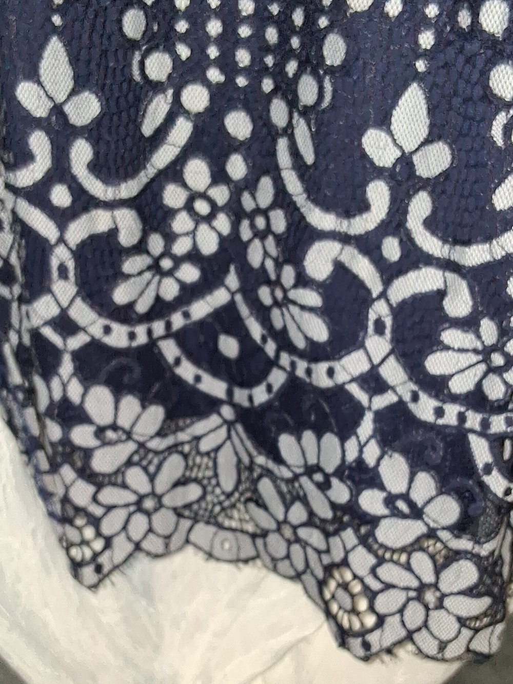 Isaac Mizrahi Navy Blue and White Lace Midi Skirt